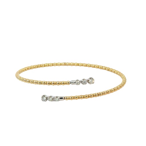 [BDD4672-343] 14Kt Two Toned Bypass Flex Bangle With (6) Round Diamonds Weighing 0.32cttw