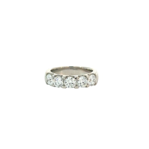 [S15748] Platinum Five Stone Band With Round Diamonds Weighing 2.04cttw