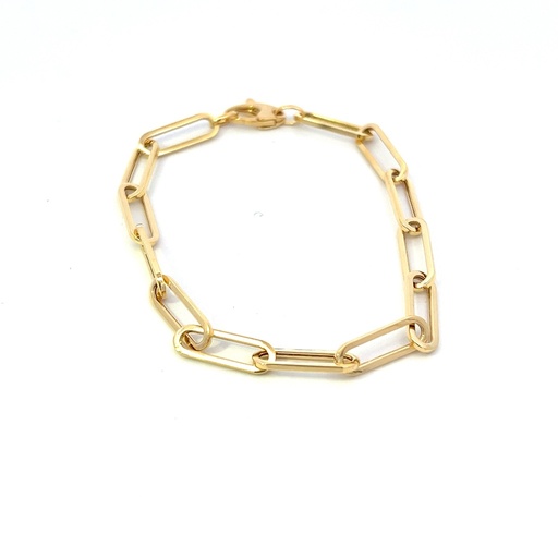 [PB26-Y] 14Kt Yellow Gold Paperclip Link Bracelet 7"