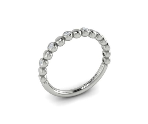 [VW51023-PT] Platinum Bezel Set Bead Band With (8) Round Diamonds Weighing 0.15cttw