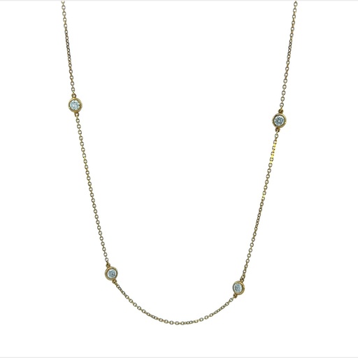 [C1-130-Y] 14Kt Yellow Gold Diamonds by The Inch Necklace With (12) Round Diamonds Weighing 1.30cttw