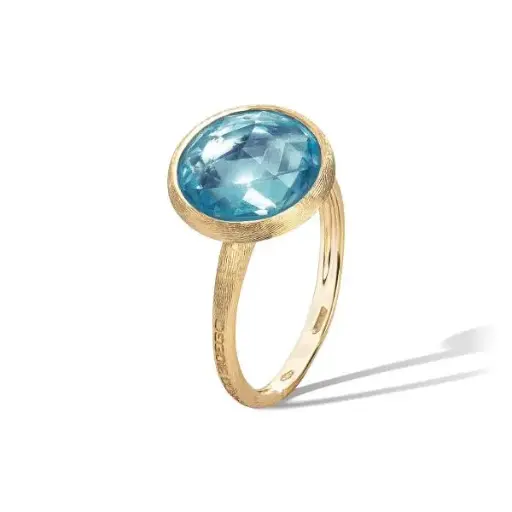 [AB586_TP01_Y_02] 18Kt Yellow Gold Jaipur Swiss Blue Topaz Ring Sz7 