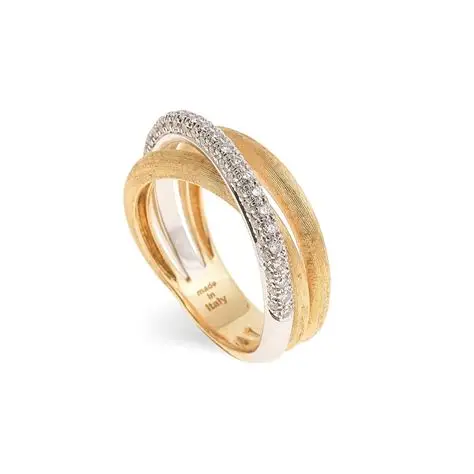[AB646_B_YW_Q6] 18Kt Two Toned Jaipur Crossed Ring With Diamonds Weighing 0.47cttw