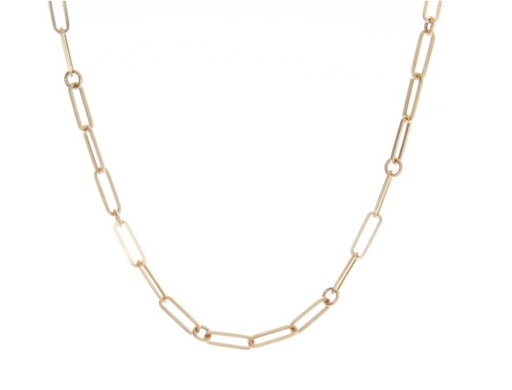 [5310167AY170] 18Kt Yellow Gold Paperclip And Round Link Chain 17"