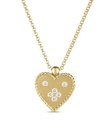 [7773628AYCHX] 18Kt Yellow Gold Small Venetian Princess Heart Necklace With (6) Round Diamonds Weighing 0.08cttw