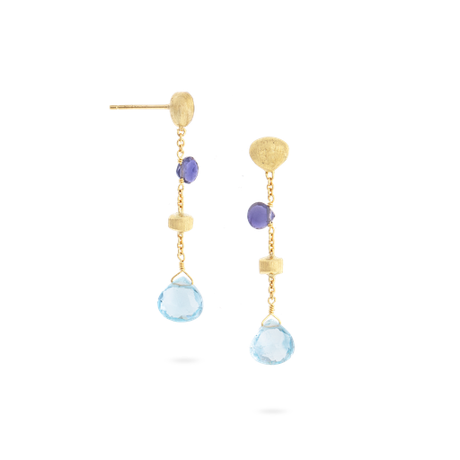 [OB1554_MIX240_Y_02] 18Kt Yellow Gold Paradise Iolite And Topaz Dangle Earrings