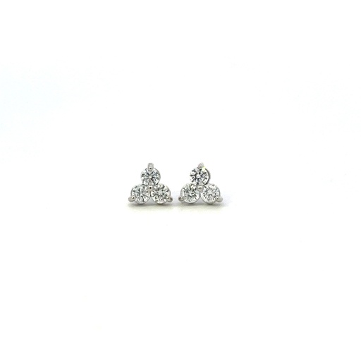 [E009-60-M_183] Trio Cluster Diamond Studs 0.59cttw 14Kt White Gold Pushbacks  