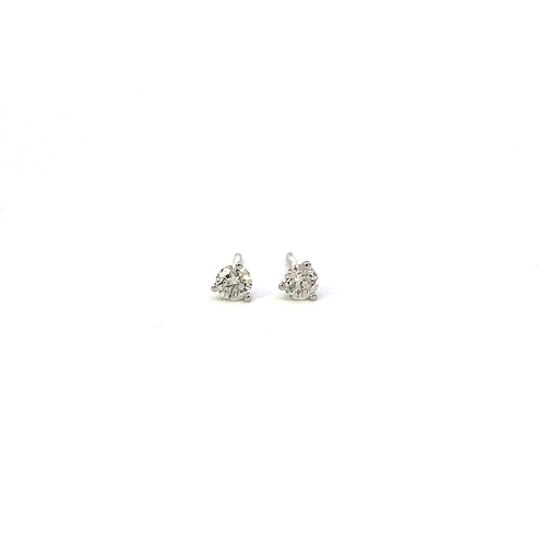 [E001-40 ER1182] Round Brilliant Cut Diamond Studs 0.37cttw K/VS2 14Kt White Gold Martini Set Pushbacks