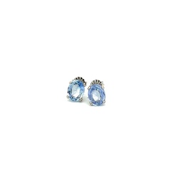 [E48167] 14Kt White Gold Diamond And Sapphire Stud Earrings 4.97cttw